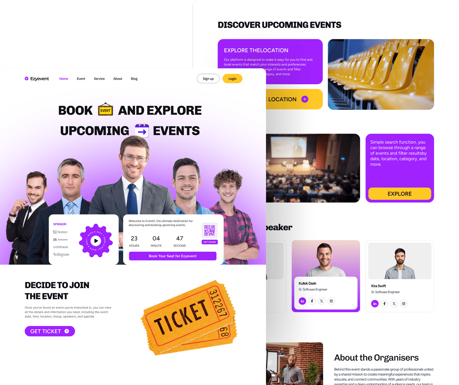 EzyEvent branded event page built with the website design service